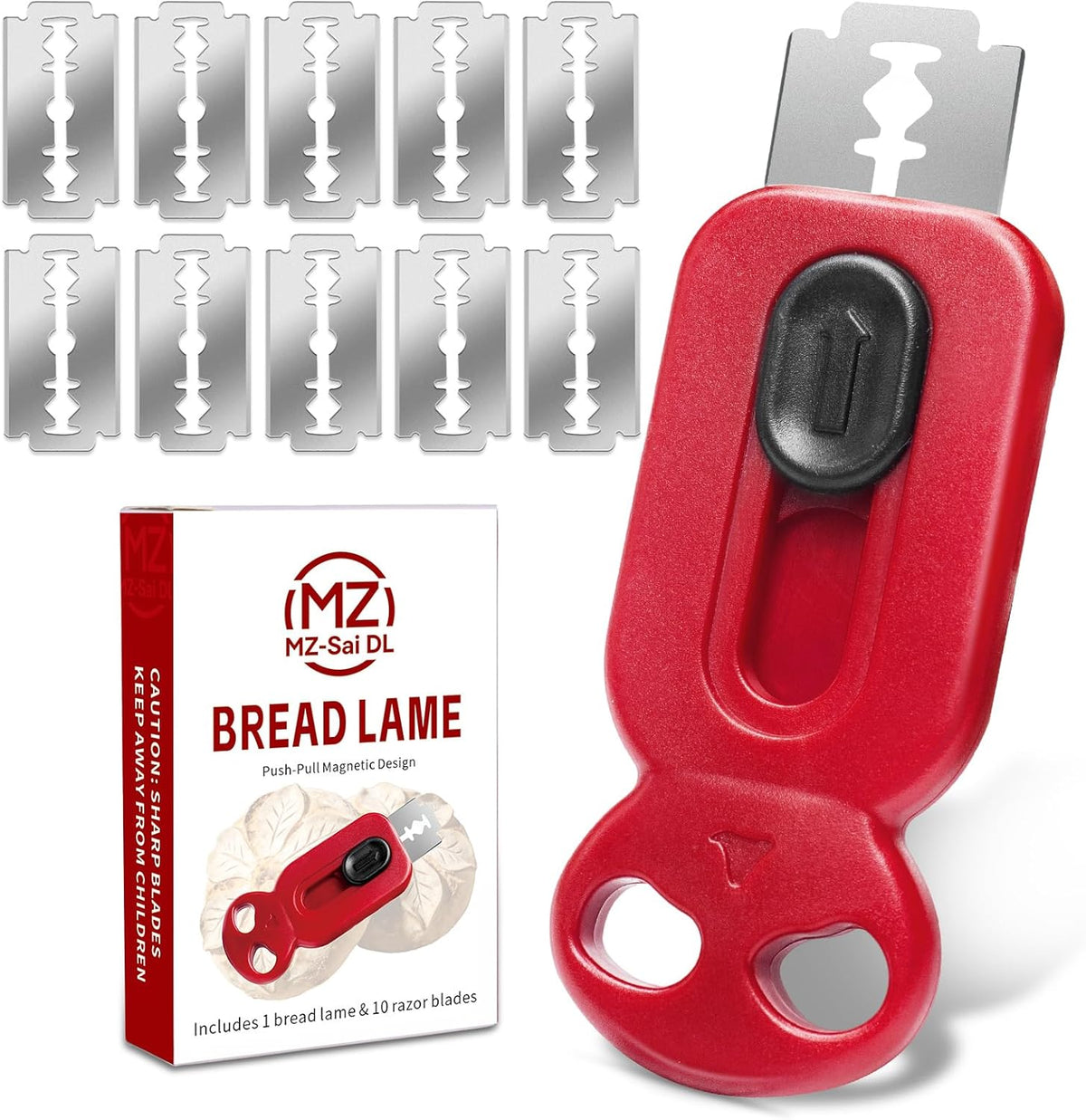 Magnetic Retractable Bread Lame, 10 Replaceable Blades Dough Scoring Tool for Sourdough Baking