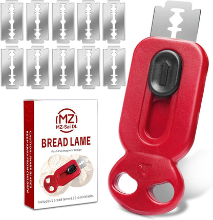 Magnetic Retractable Bread Lame, 10 Replaceable Blades Dough Scoring Tool for Sourdough Baking