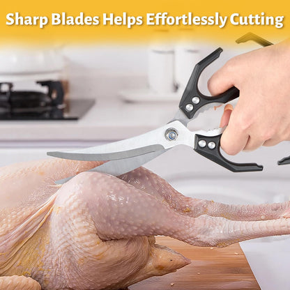 Kitchen Scissors All Purpose Kitchen Shears Heavy Duty for Cutting Chicken, Turkey, Meat, Bones, Vegetables Stainless Steel Spatchcock Shears Multipurpose Food Scissors