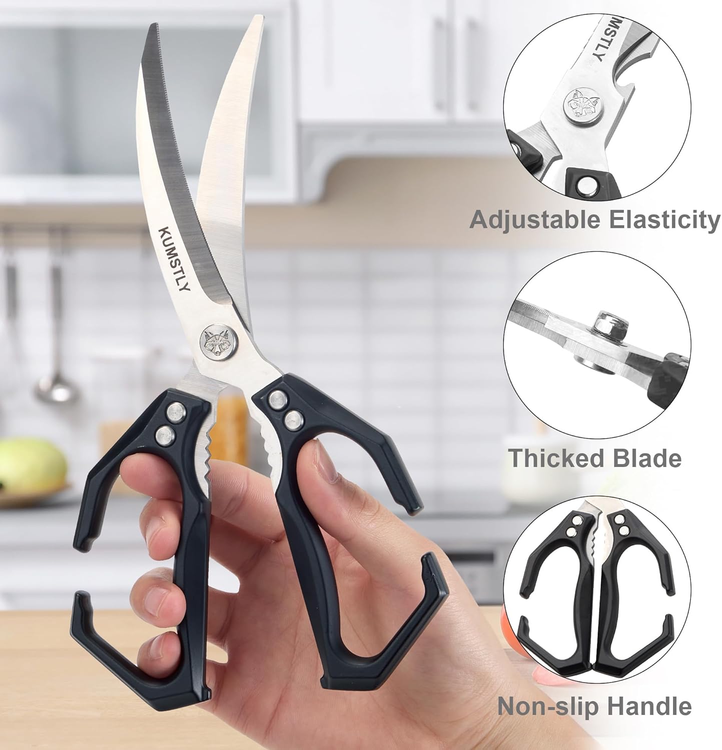 Kitchen Scissors All Purpose Kitchen Shears Heavy Duty for Cutting Chicken, Turkey, Meat, Bones, Vegetables Stainless Steel Spatchcock Shears Multipurpose Food Scissors