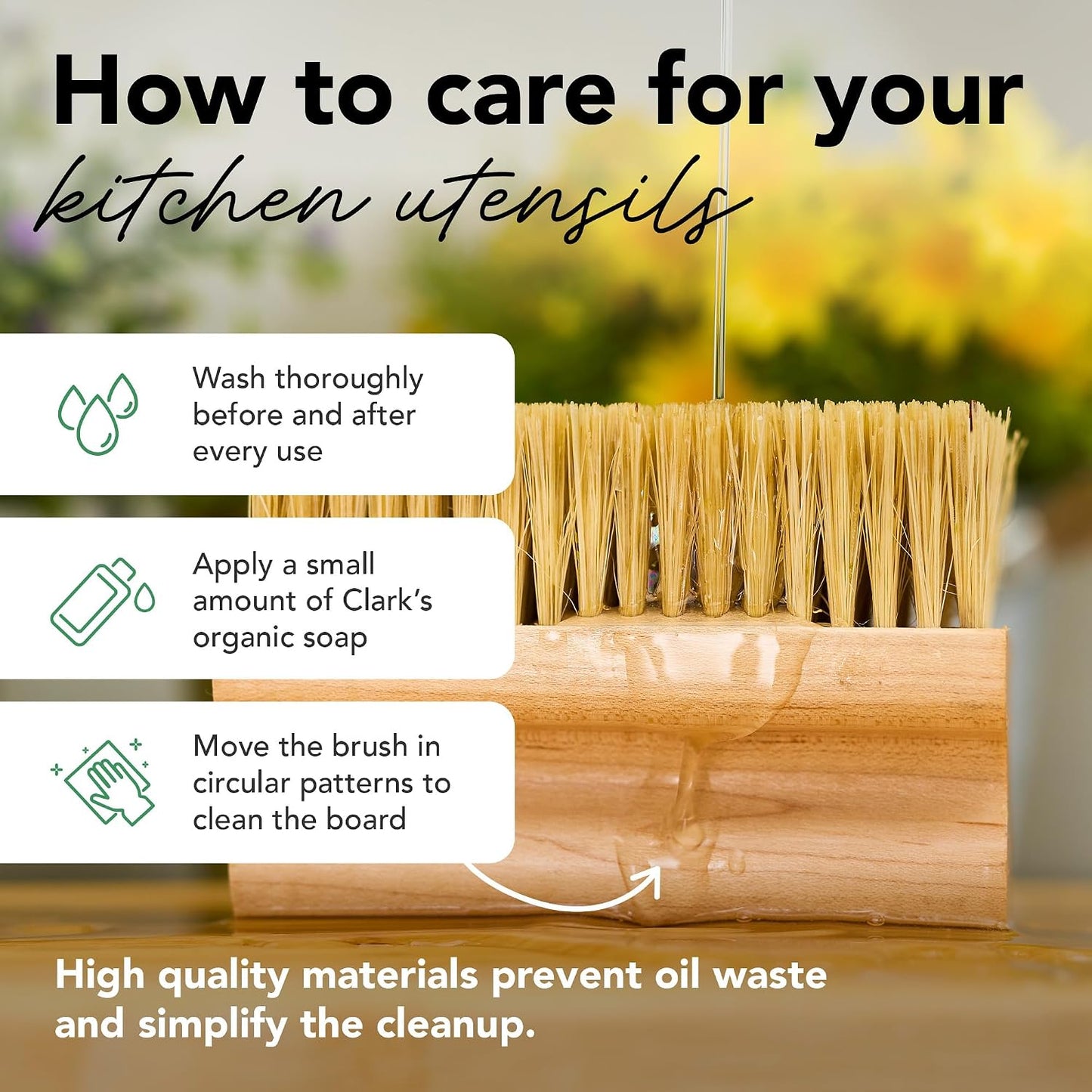 Cutting Board Oil & Wax Brush with Maple Wood Handle - Large