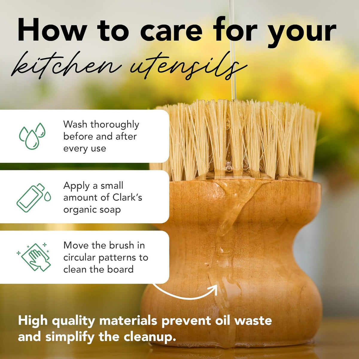 Cutting Board Oil & Wax Brush with Maple Wood Handle - Large