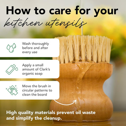 Cutting Board Oil & Wax Brush with Maple Wood Handle - Large