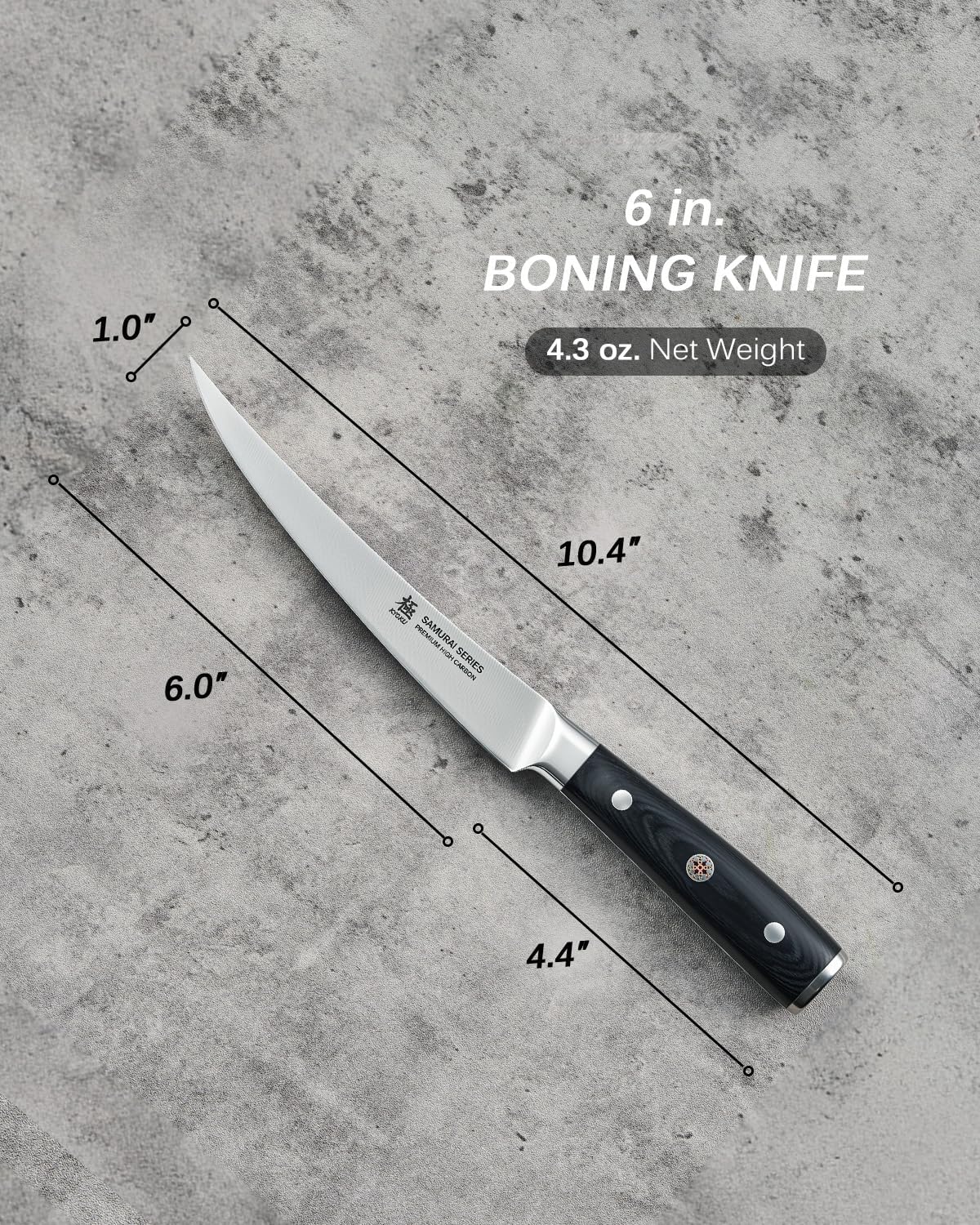 6" Slim Curved Boning Knife - German Steel Japanese Deboning Knife | 56 Hrc German 1.4116 Steel Full Tang Blade, Bone Contour V Edge, Pakkawood Handle, Meat Butcher Knife With Gift Box