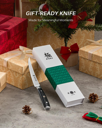 6" Slim Curved Boning Knife - German Steel Japanese Deboning Knife | 56 Hrc German 1.4116 Steel Full Tang Blade, Bone Contour V Edge, Pakkawood Handle, Meat Butcher Knife With Gift Box