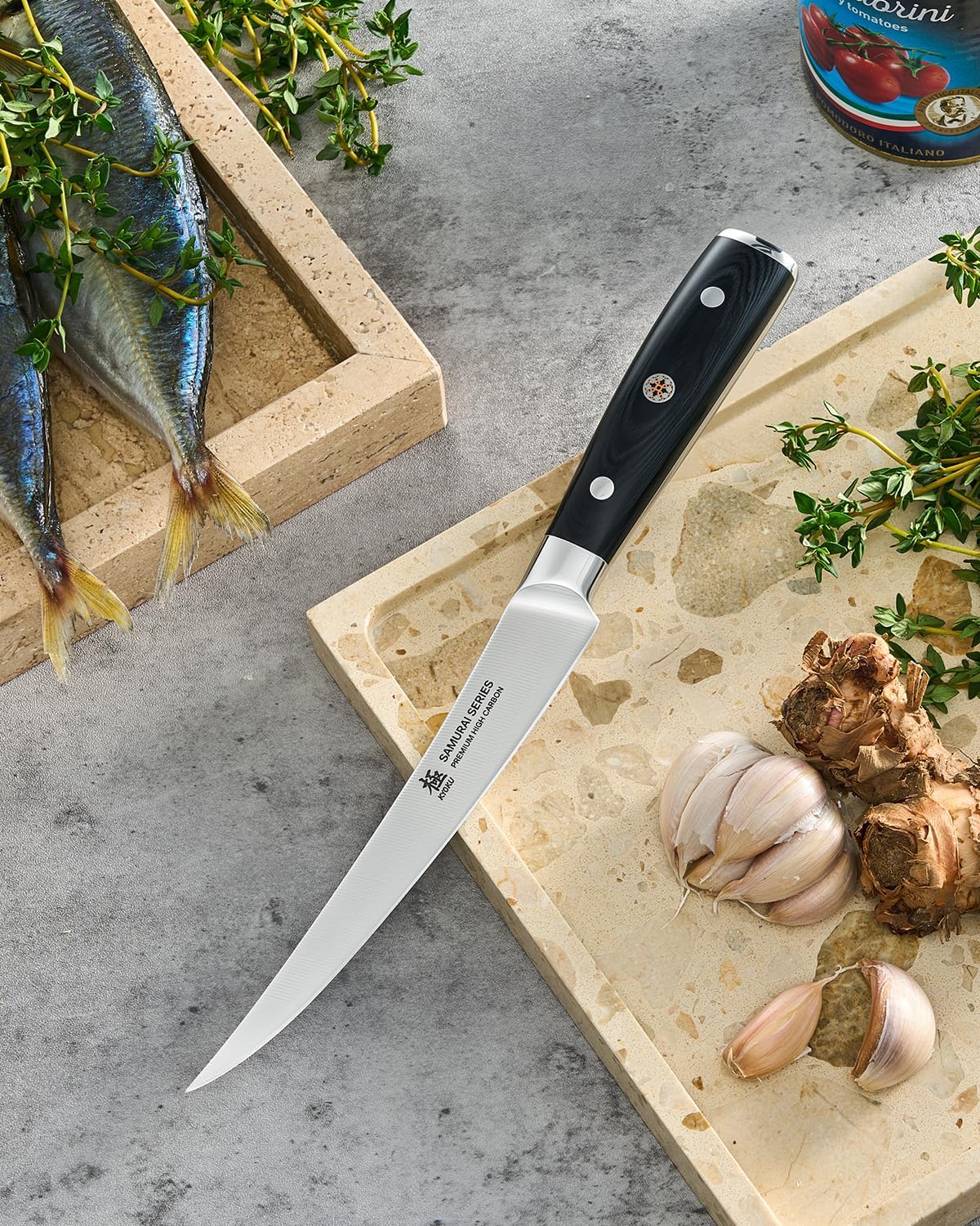 6" Slim Curved Boning Knife - German Steel Japanese Deboning Knife | 56 Hrc German 1.4116 Steel Full Tang Blade, Bone Contour V Edge, Pakkawood Handle, Meat Butcher Knife With Gift Box