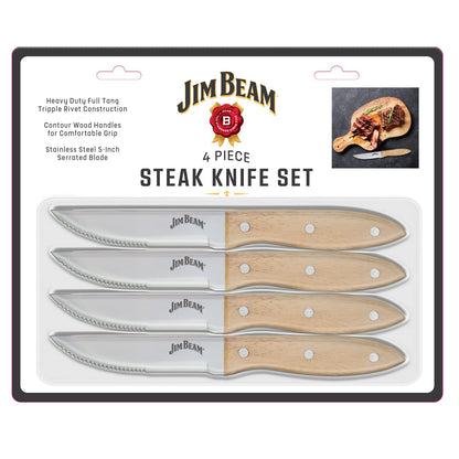 Steak Knife Set (4 Pack), JB0165, 10", Brown