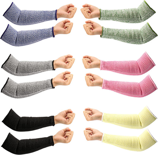 6 Pairs Arm Protective Sleeves Level 5 Cut Resistant Protection Sleeve 31CM Unisex Anti Abrasion Anti Scratches Anti-bite for Arm Garden Kitchen Work Protection Safety