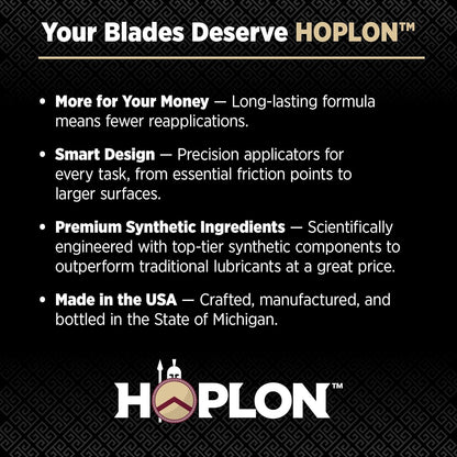 Hoplon Blade Premium Kit - 3oz Knife Oil (9X More Than Leading Oils) - Pocket Knife Cleaning & Care Kit, Dauber & Needle Applicators, Rust Prevention, Complete Knife Restoration & Maintenance Set