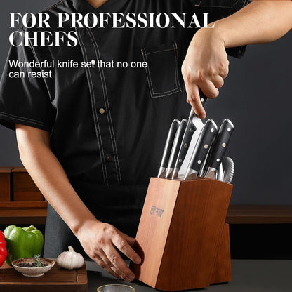 Chef Knife Set, Hand Forged Meat Boning Carving Cleaver Butcher Knife, High Carbon Steel Japan Nakiri Santoku Knife Set with Accessories for Kitchen, BBQ Camping Knives Set with Bag