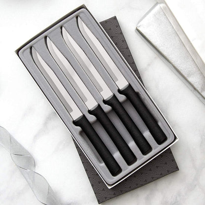 Four Utility/Steak Knives Gift Set (S55), Silver Handle | 4-Piece Knife Set , Stainless Steel Blade, Silver Cast Aluminum Handle