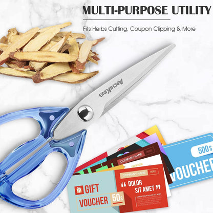 Kitchen Shears Scissors&Sharp Scissors, 8.0inch Cooking Scissor-Meat and Poultry Shears, Dishwasher Safe, Acrylic Handel Scissors All Purpose Stainless Steel Utility Scissor (White)