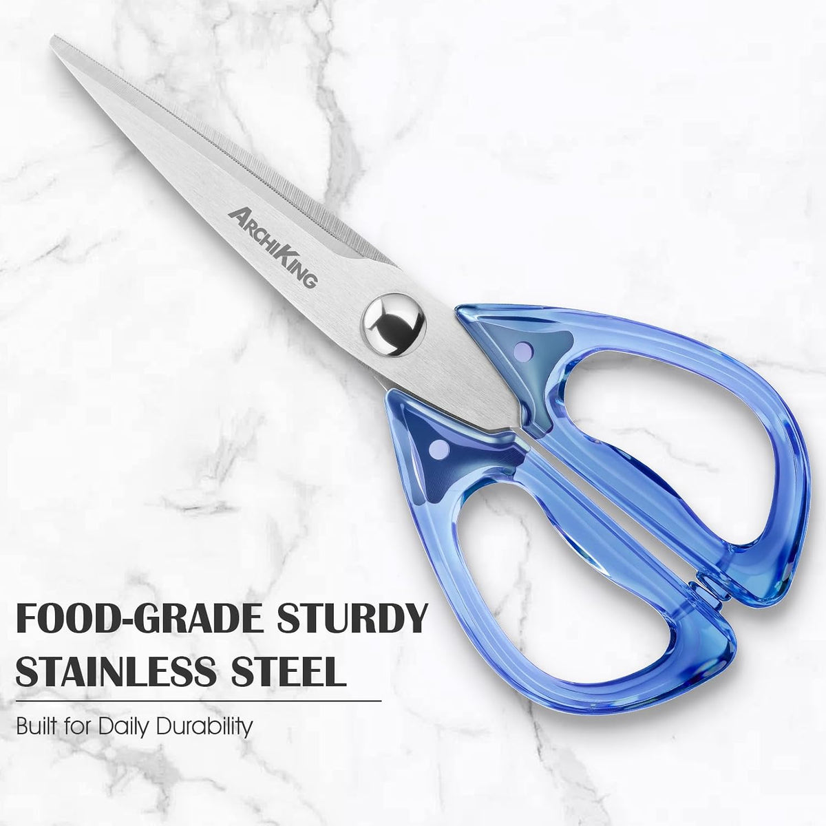 Kitchen Shears Scissors&Sharp Scissors, 8.0inch Cooking Scissor-Meat and Poultry Shears, Dishwasher Safe, Acrylic Handel Scissors All Purpose Stainless Steel Utility Scissor (White)
