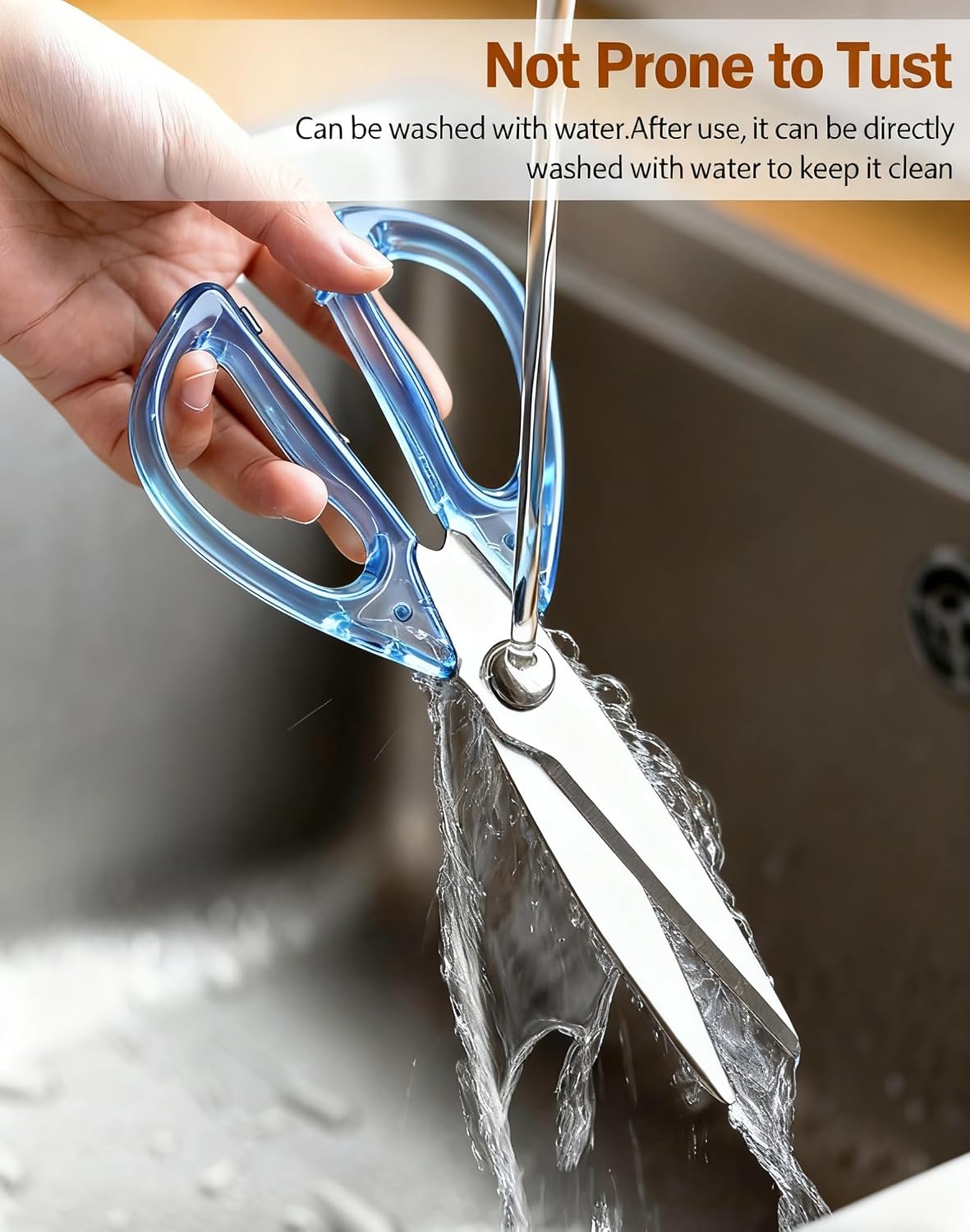 Kitchen Shears Scissors&Sharp Scissors, 8.0inch Cooking Scissor-Meat and Poultry Shears, Dishwasher Safe, Acrylic Handel Scissors All Purpose Stainless Steel Utility Scissor (White)