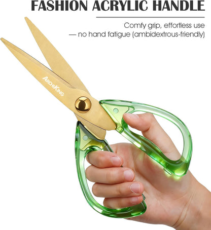 Kitchen Shears Scissors&Sharp Scissors, 8.0inch Cooking Scissor-Meat and Poultry Shears, Dishwasher Safe, Acrylic Handel Scissors All Purpose Stainless Steel Utility Scissor (White)