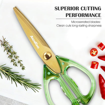 Kitchen Shears Scissors&Sharp Scissors, 8.0inch Cooking Scissor-Meat and Poultry Shears, Dishwasher Safe, Acrylic Handel Scissors All Purpose Stainless Steel Utility Scissor (White)
