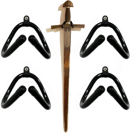 4 Pack Mini Adjustable Wall Mount Hook Display Hanger Rack - Strong & Flexible, Fits Every Shape and Size. For Sword, Dagger, Axe, Broadsword, Keyblade, etc.