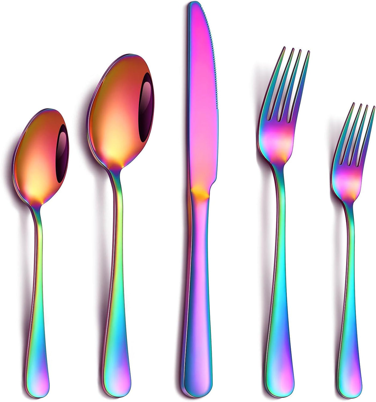 24 Piece Silverware Set with Steak Knives, Stainless Steel Flatware Set for 4 Food Grade Novelty Flatware Cutlery Utensil Set Include Knife Fork Spoon Mirror Polished Dishwasher Safe