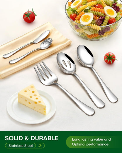 24 Piece Silverware Set with Steak Knives, Stainless Steel Flatware Set for 4 Food Grade Novelty Flatware Cutlery Utensil Set Include Knife Fork Spoon Mirror Polished Dishwasher Safe
