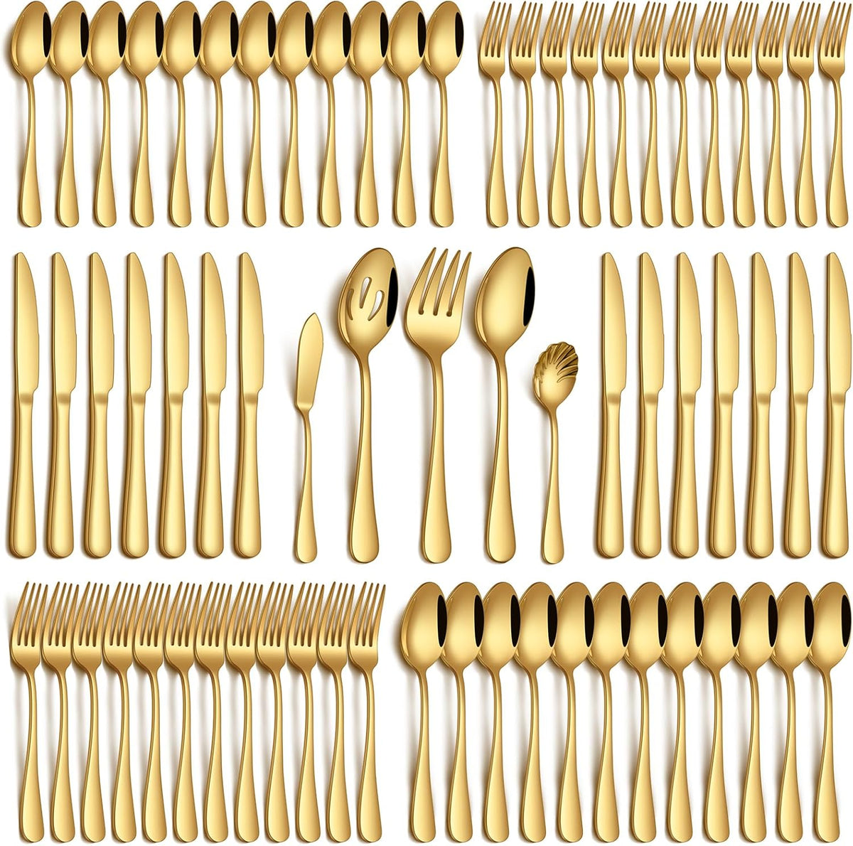 24 Piece Silverware Set with Steak Knives, Stainless Steel Flatware Set for 4 Food Grade Novelty Flatware Cutlery Utensil Set Include Knife Fork Spoon Mirror Polished Dishwasher Safe