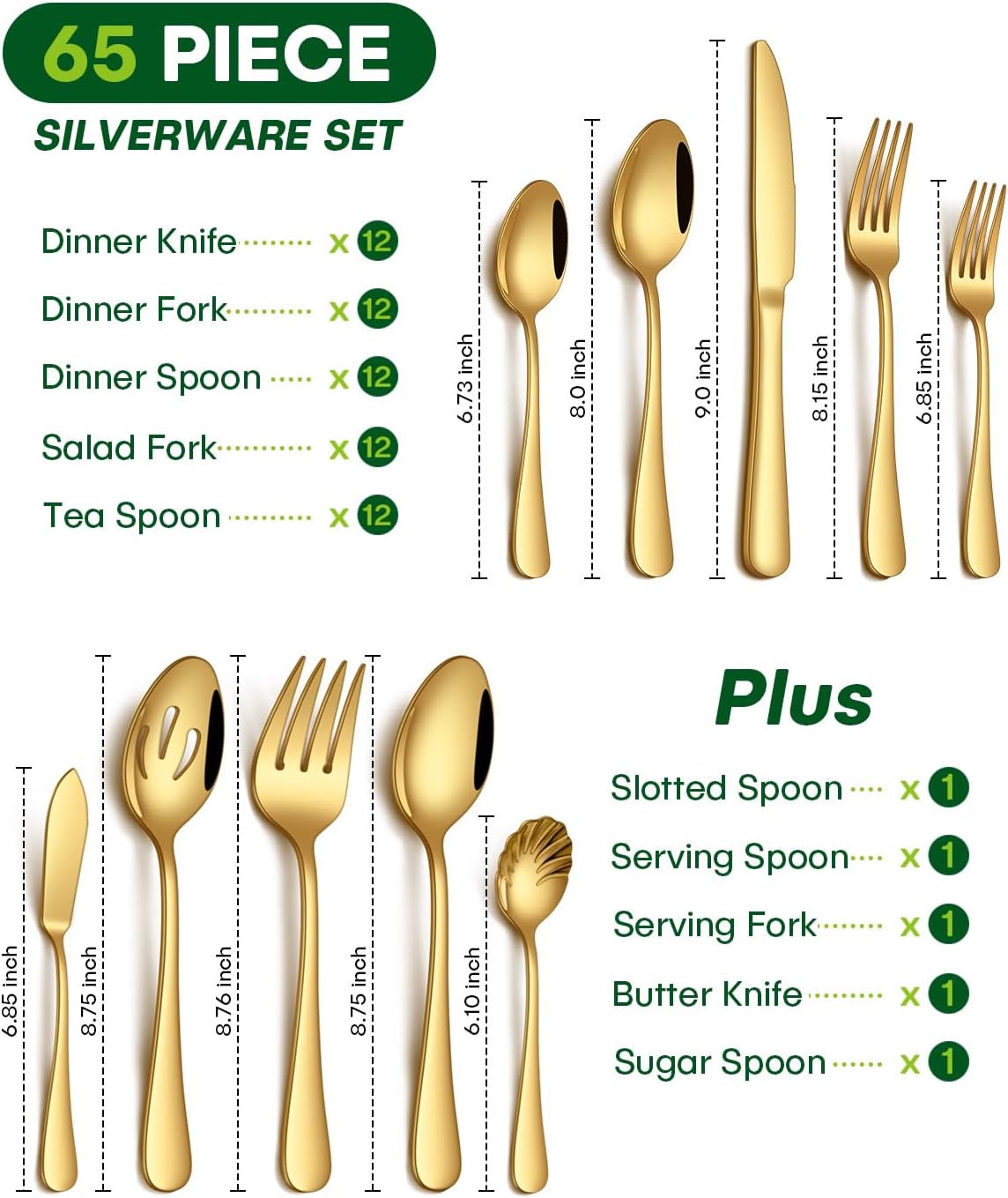 24 Piece Silverware Set with Steak Knives, Stainless Steel Flatware Set for 4 Food Grade Novelty Flatware Cutlery Utensil Set Include Knife Fork Spoon Mirror Polished Dishwasher Safe