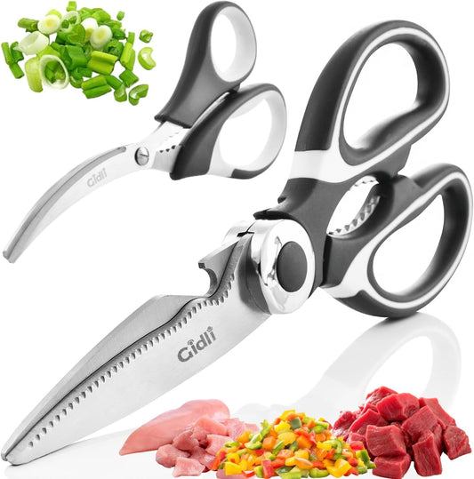 Kitchen Shears & Seafood Scissors Set - Lifetime Replace. Warranty* | Heavy Duty Utility Stainless Steel All Purpose Ultra Sharp Scissors for Meat, Poultry, Food & Cooking - Dishwasher Safe