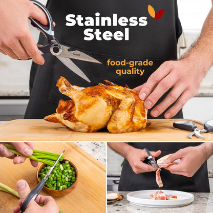 Kitchen Shears & Seafood Scissors Set - Lifetime Replace. Warranty* | Heavy Duty Utility Stainless Steel All Purpose Ultra Sharp Scissors for Meat, Poultry, Food & Cooking - Dishwasher Safe