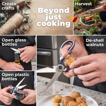 Kitchen Shears & Seafood Scissors Set - Lifetime Replace. Warranty* | Heavy Duty Utility Stainless Steel All Purpose Ultra Sharp Scissors for Meat, Poultry, Food & Cooking - Dishwasher Safe