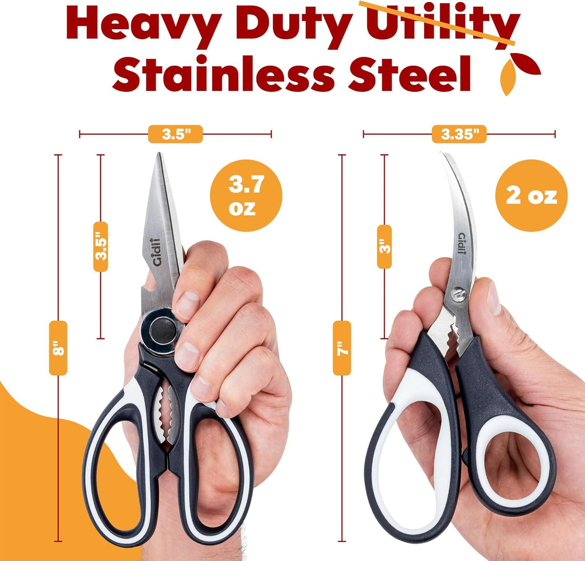Kitchen Shears & Seafood Scissors Set - Lifetime Replace. Warranty* | Heavy Duty Utility Stainless Steel All Purpose Ultra Sharp Scissors for Meat, Poultry, Food & Cooking - Dishwasher Safe