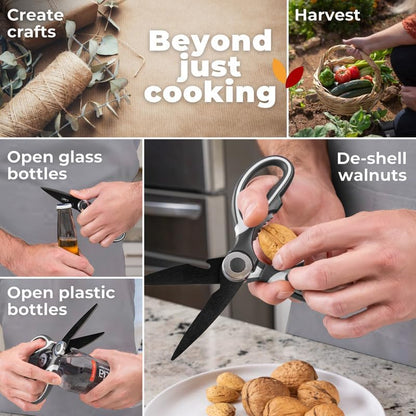 Kitchen Shears & Seafood Scissors Set - Lifetime Replace. Warranty* | Heavy Duty Utility Stainless Steel All Purpose Ultra Sharp Scissors for Meat, Poultry, Food & Cooking - Dishwasher Safe