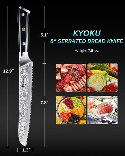 Gin Series Boning Knife, 7" Butcher Knife, Japanese VG10 Damascus Stainless Steel Kitchen Knife with Silver Ion Blade G10 Handle Mosaic Pin, Multipurpose Fillet Knife for Meat Fish & More