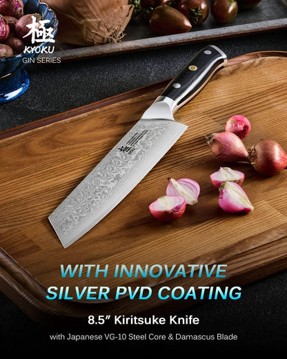 Gin Series Boning Knife, 7" Butcher Knife, Japanese VG10 Damascus Stainless Steel Kitchen Knife with Silver Ion Blade G10 Handle Mosaic Pin, Multipurpose Fillet Knife for Meat Fish & More