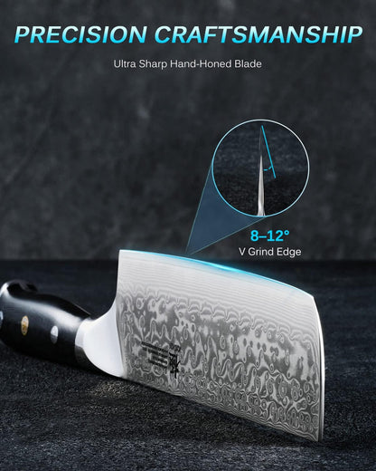Gin Series Boning Knife, 7" Butcher Knife, Japanese VG10 Damascus Stainless Steel Kitchen Knife with Silver Ion Blade G10 Handle Mosaic Pin, Multipurpose Fillet Knife for Meat Fish & More