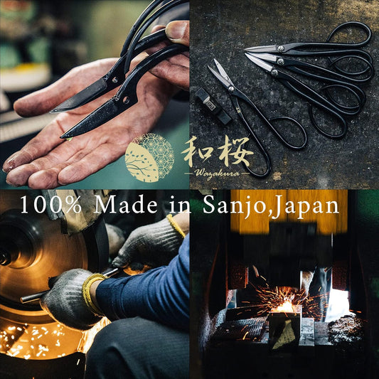 Wazakura Japanese Bonsai Trimming Care Kit Made in Japan, Satsuki Bonsai Scissors 7inch(180mm) + Sap Rust Eraser Gift Box Set
