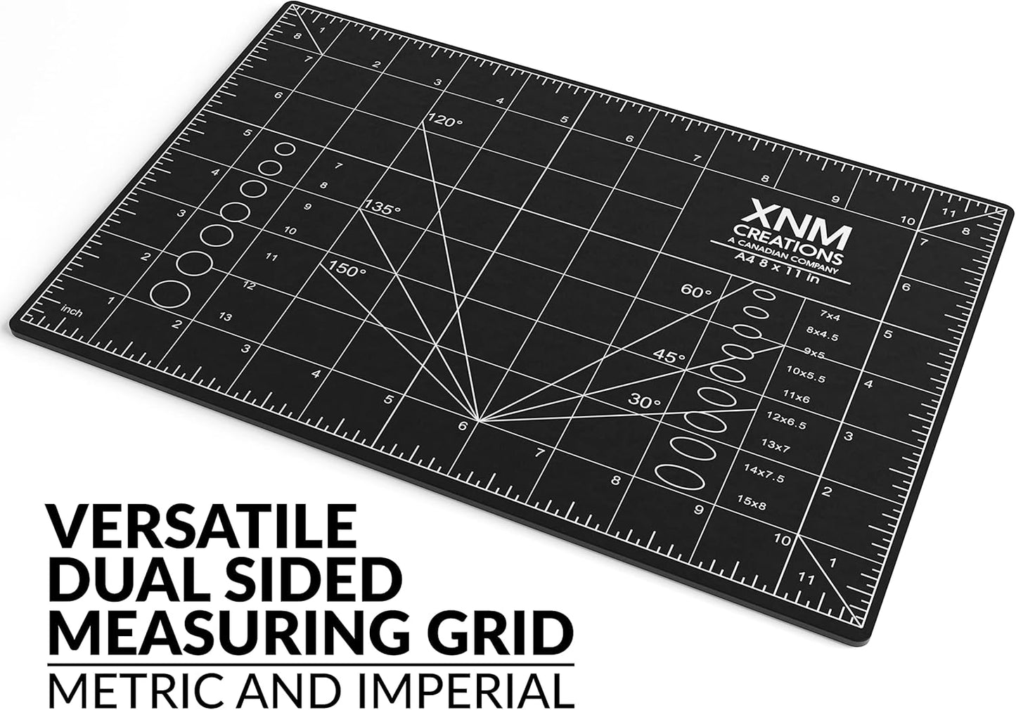 XNM Premium Self Healing Cutting Mat - 12 Inches by 18 inches - A3, 3 Layer Quality PVC Construction - Dual Sided, Imperial and Metric Grid Lines - Perfect for Cutting, Sewing, and Crafts