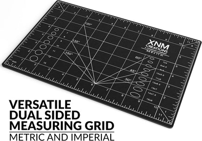 XNM Premium Self Healing Cutting Mat - 12 Inches by 18 inches - A3, 3 Layer Quality PVC Construction - Dual Sided, Imperial and Metric Grid Lines - Perfect for Cutting, Sewing, and Crafts