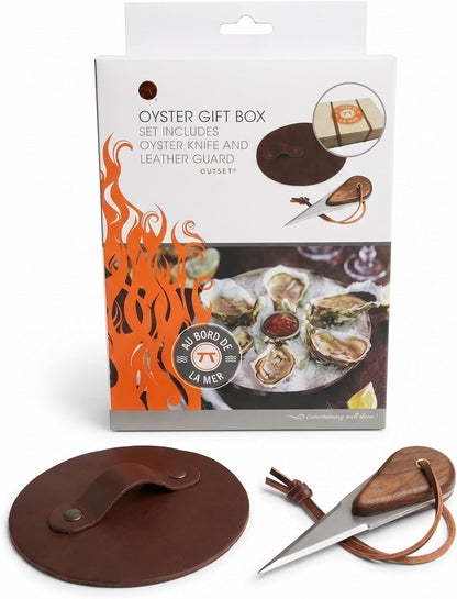 Oyster Shucking Set, Includes Oyster Knife and Leather Hand Guard