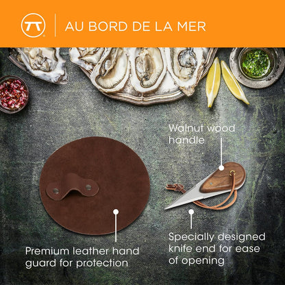 Oyster Shucking Set, Includes Oyster Knife and Leather Hand Guard