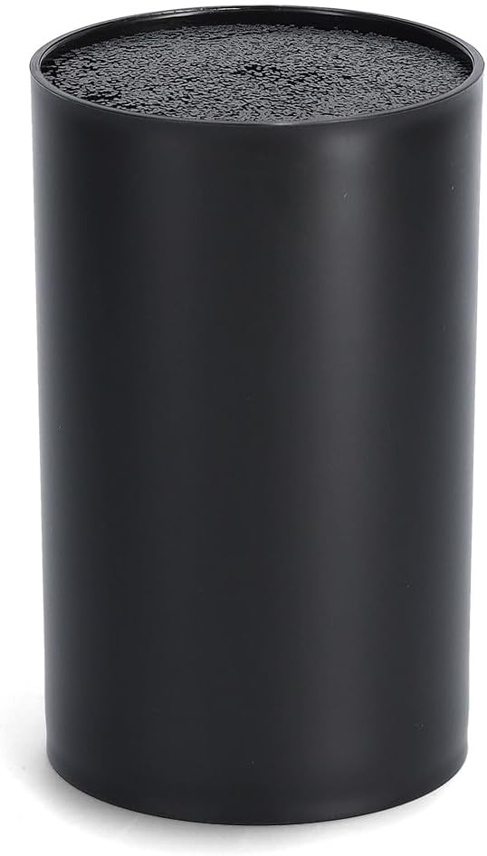 Round Knife Block with Brush Insert, Plastic, Black
