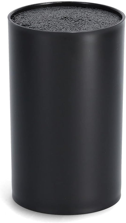 Round Knife Block with Brush Insert, Plastic, Black