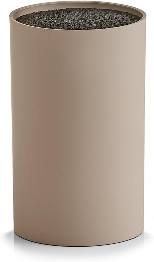 Round Knife Block with Brush Insert, Plastic, Black
