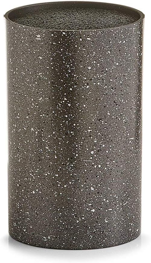 Round Knife Block with Brush Insert, Plastic, Black