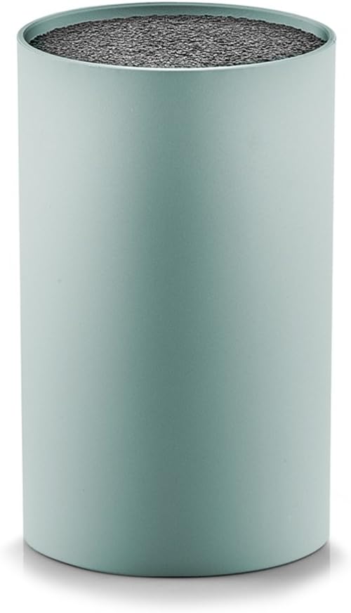 Round Knife Block with Brush Insert, Plastic, Black