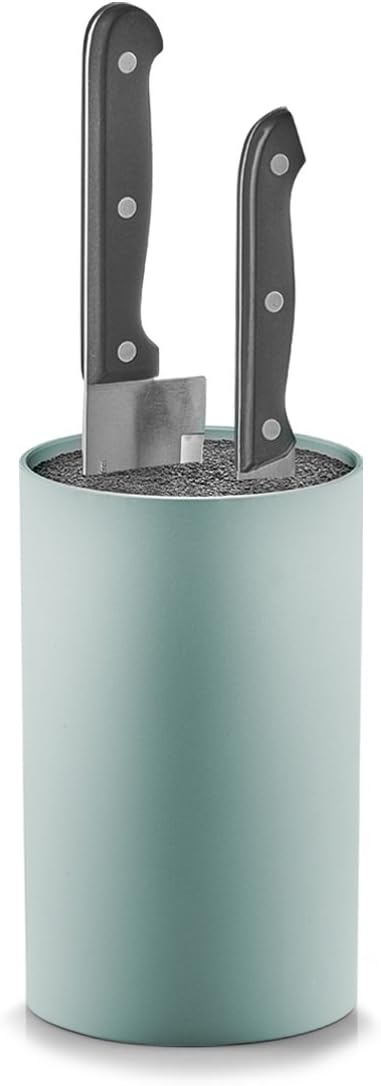 Round Knife Block with Brush Insert, Plastic, Black