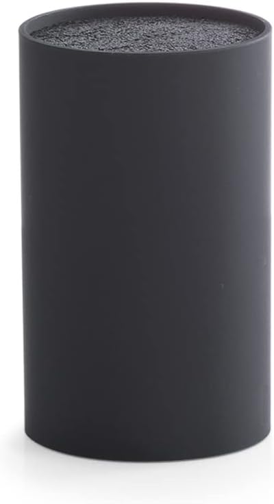 Round Knife Block with Brush Insert, Plastic, Black