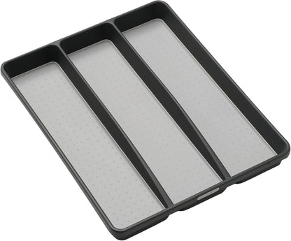 Classic Utensil Tray - Granite | CLASSIC COLLECTION | 3-Compartments | Kitchen Organizer | Non-slip Lining and Rubber Feet | Easy to Clean | BPA-Free Large