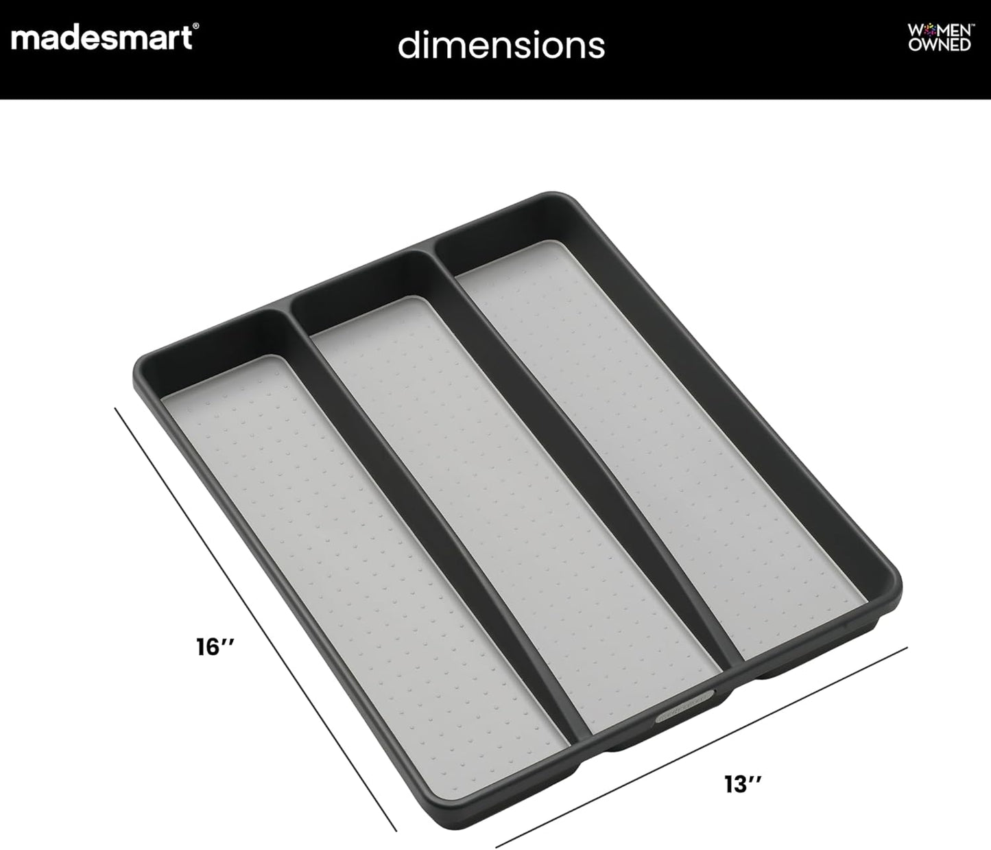 Classic Utensil Tray - Granite | CLASSIC COLLECTION | 3-Compartments | Kitchen Organizer | Non-slip Lining and Rubber Feet | Easy to Clean | BPA-Free Large