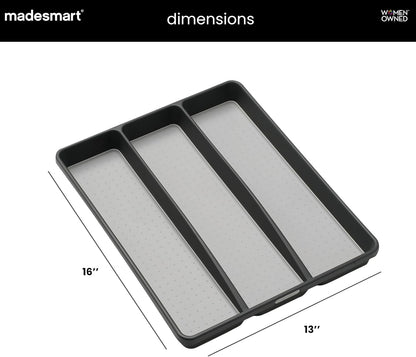 Classic Utensil Tray - Granite | CLASSIC COLLECTION | 3-Compartments | Kitchen Organizer | Non-slip Lining and Rubber Feet | Easy to Clean | BPA-Free Large