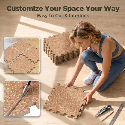 18 PCS Gym Floor Mat, EVA Foam Puzzle Gym Mat, High-Density Interlocking Foam Floor Tiles for Home Gym, Play Workout Garage Kitchen Flooring 12.6"x12.6"x0.4"