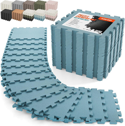 18 PCS Gym Floor Mat, EVA Foam Puzzle Gym Mat, High-Density Interlocking Foam Floor Tiles for Home Gym, Play Workout Garage Kitchen Flooring 12.6"x12.6"x0.4"